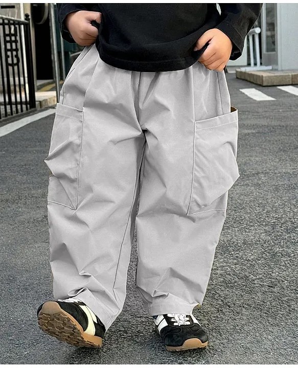 tior Cotton Woven Solid Cargo Pants - Grey